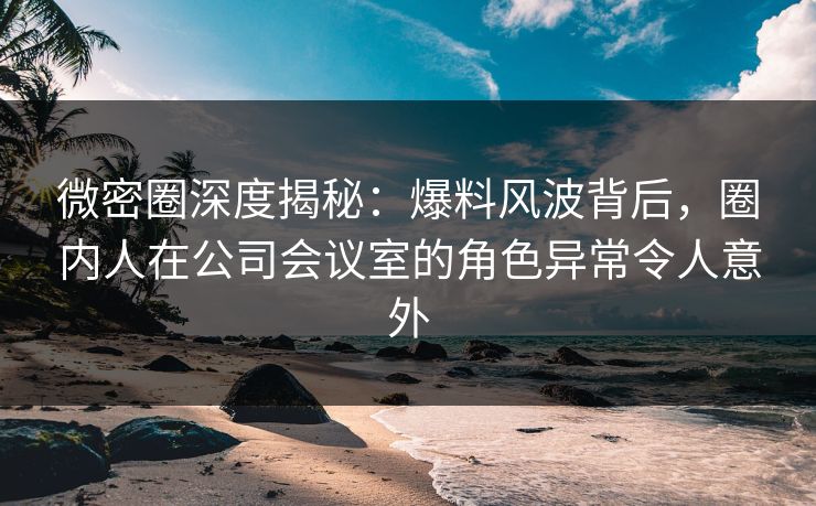 微密圈深度揭秘：爆料风波背后，圈内人在公司会议室的角色异常令人意外