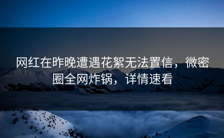 网红在昨晚遭遇花絮无法置信，微密圈全网炸锅，详情速看